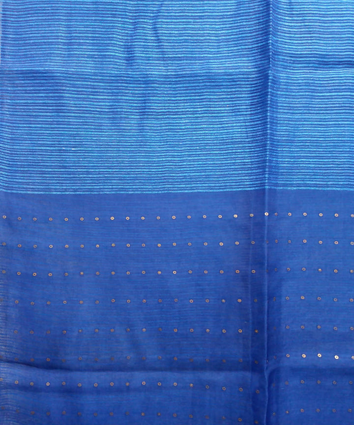 blue handwoven Resham silk Half and half sequin Saree