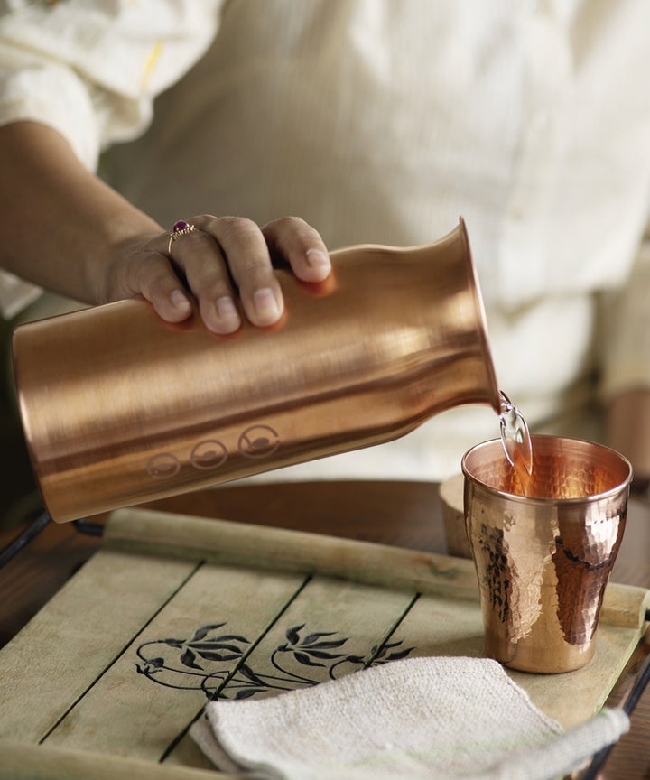 Handmade copper aqua table top carafe