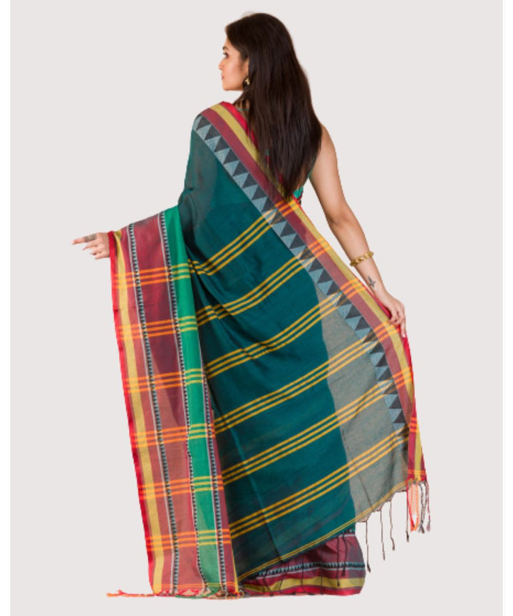Green red handwoven bengal cotton begumpuri saree