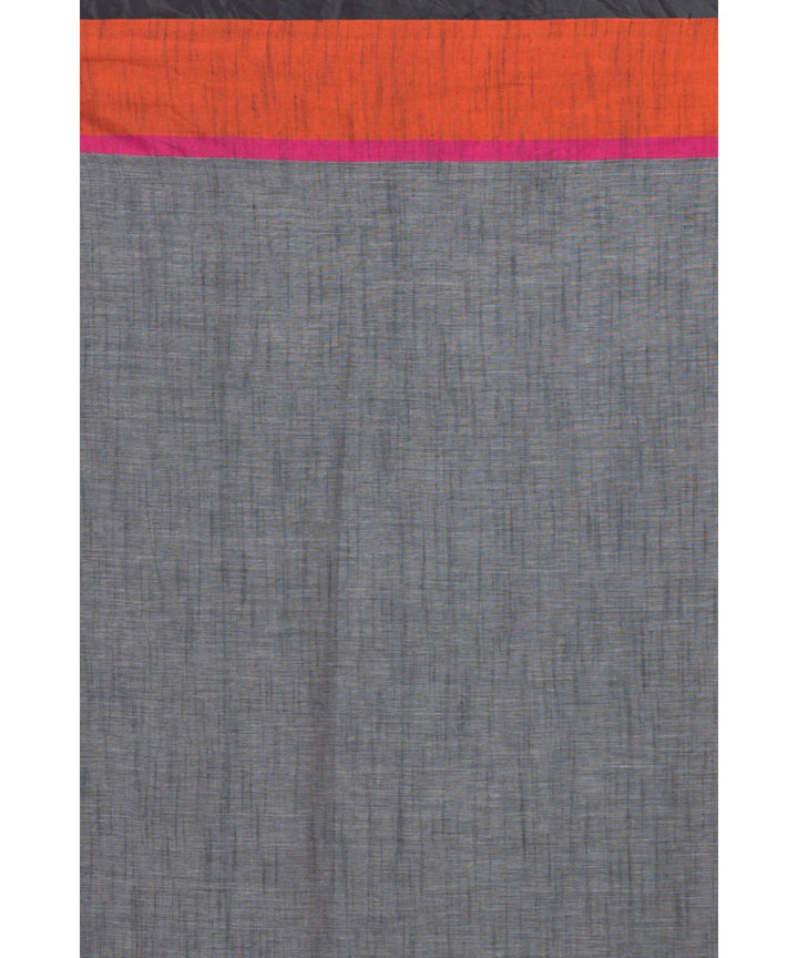 Grey orange handwoven bengal cotton jamdani saree