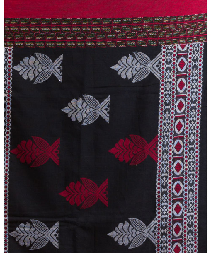 Black red handwoven bengal cotton saree