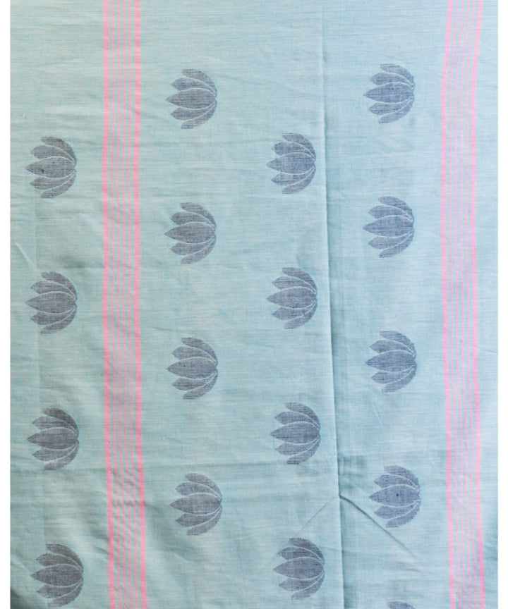 Sky blue handwoven bengal cotton jamdani saree