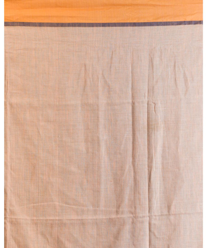 Peach black orange handwoven bengal cotton jamdani saree