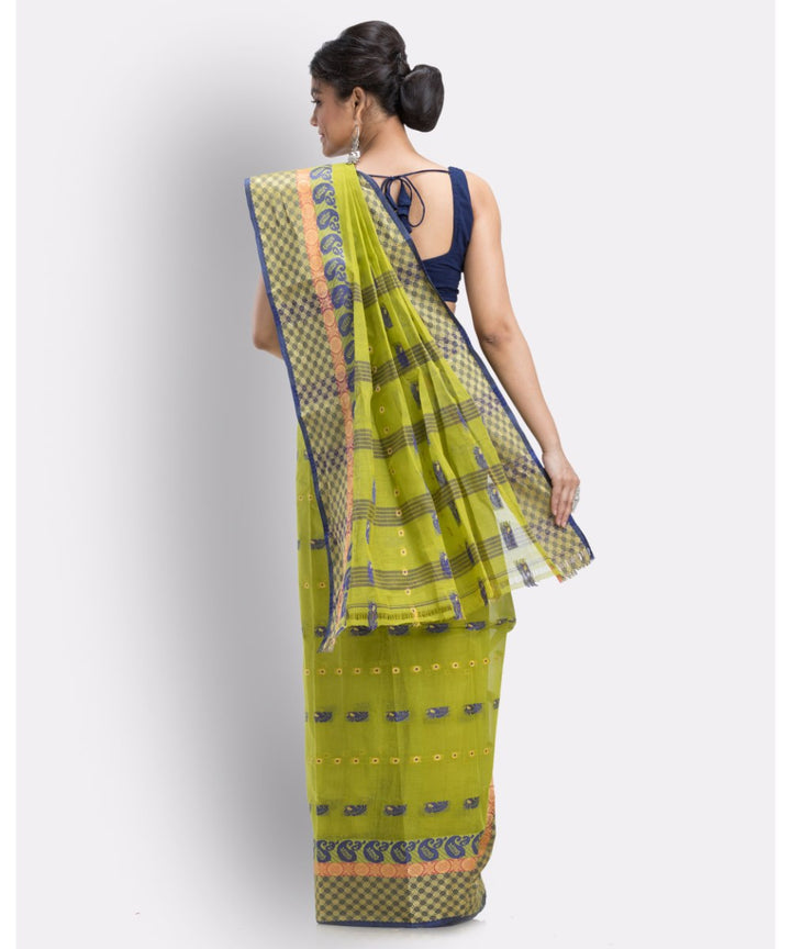 Olive green handloom shantipuri cotton saree