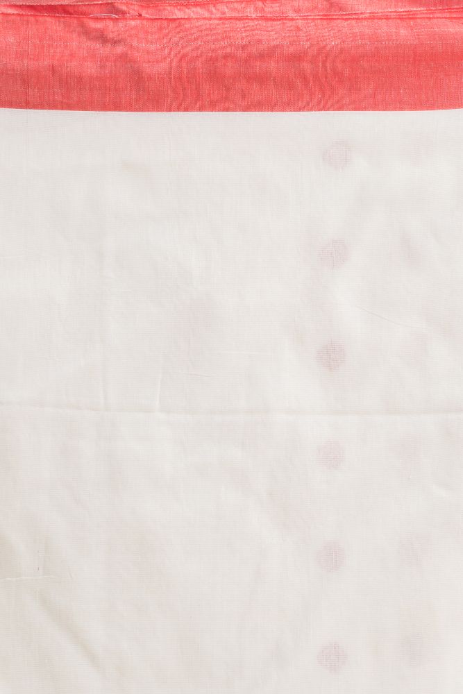 White red handwoven cotton bengal saree