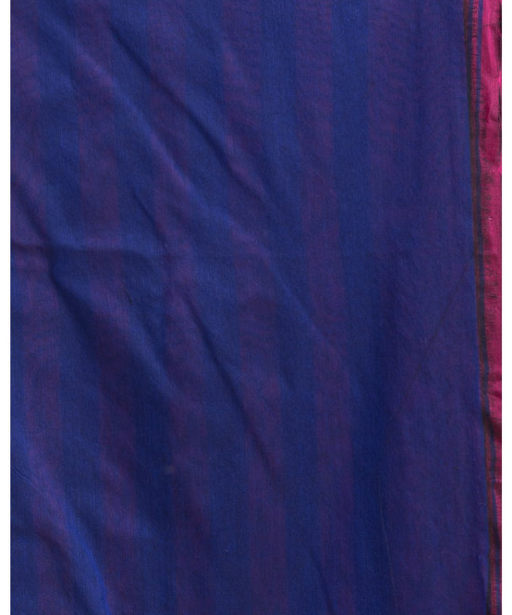 Pink and blue handwoven soft handspun cotton saree