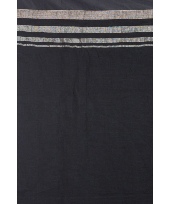 Black silver handwoven bengal linen saree