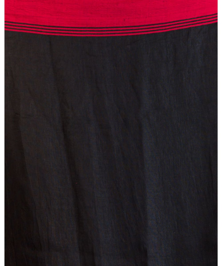 Black red hand woven bengal linen jamdani saree