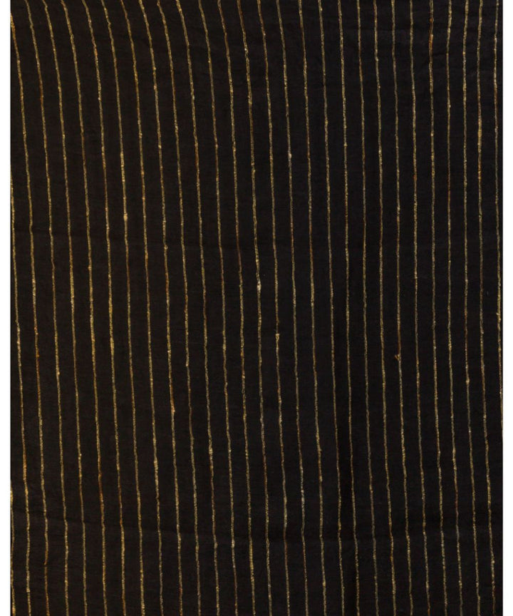 Black beige handwoven bengal linen jamdani saree