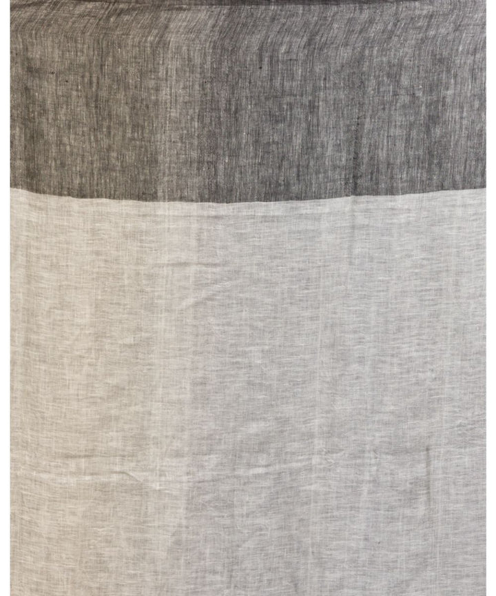 Grey black handwoven bengal linen jamdani saree