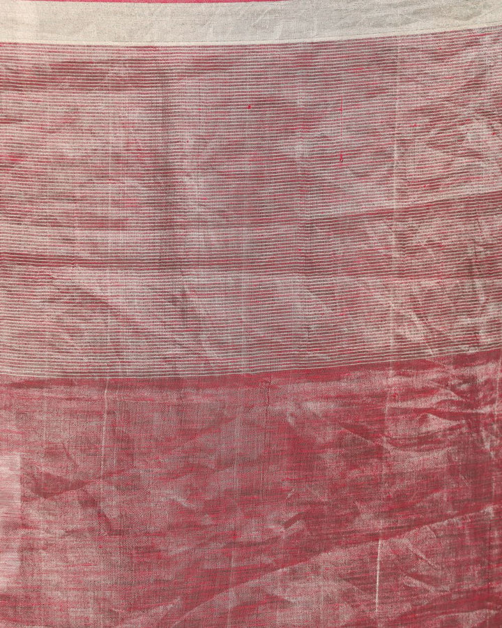 Red purple handwoven linen saree