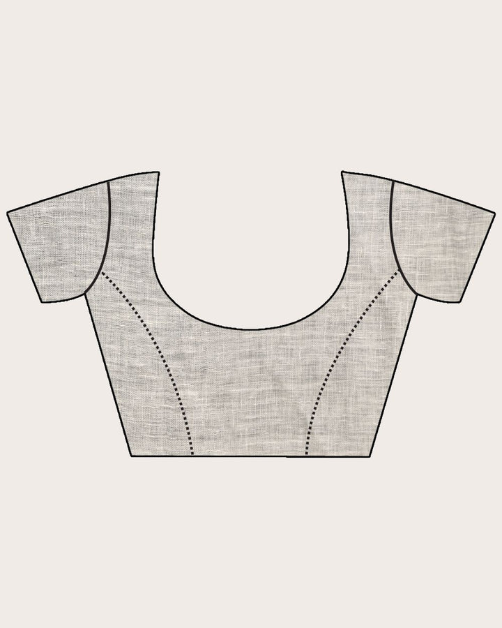 White black handwoven linen bengal saree