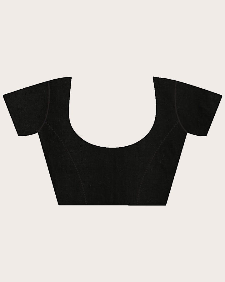 Black maroon grey stripes handwoven linen saree