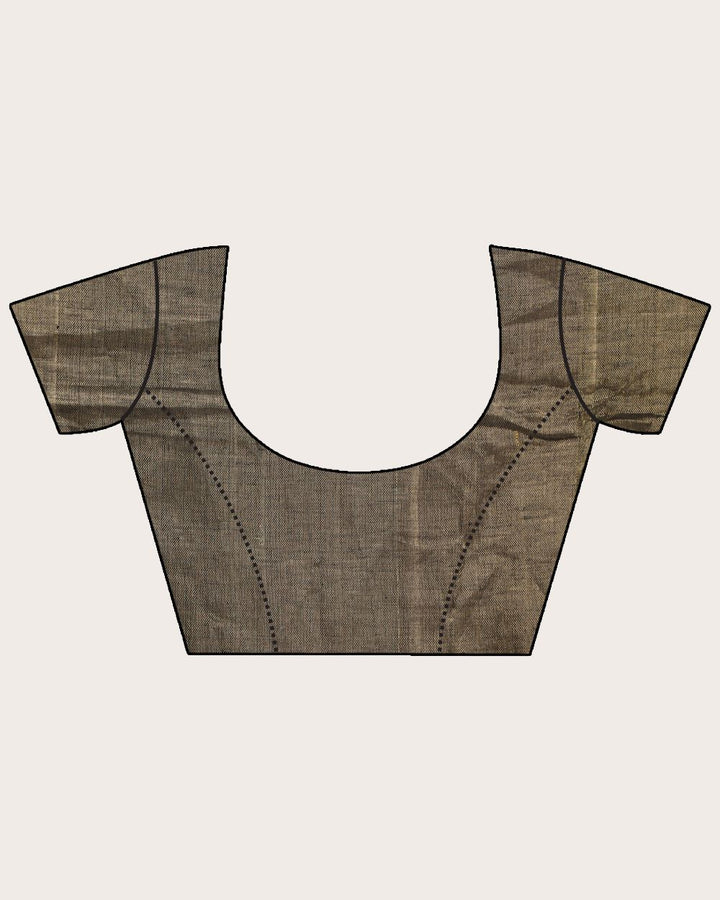 Stripes silver golden handwoven linen saree