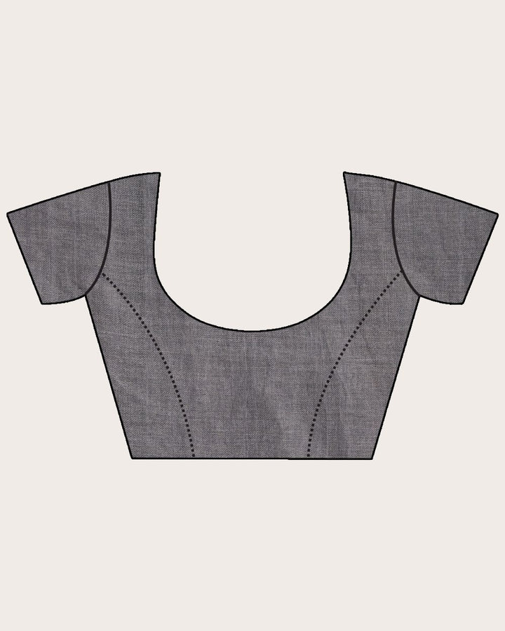 Grey silver blue handwoven linen saree