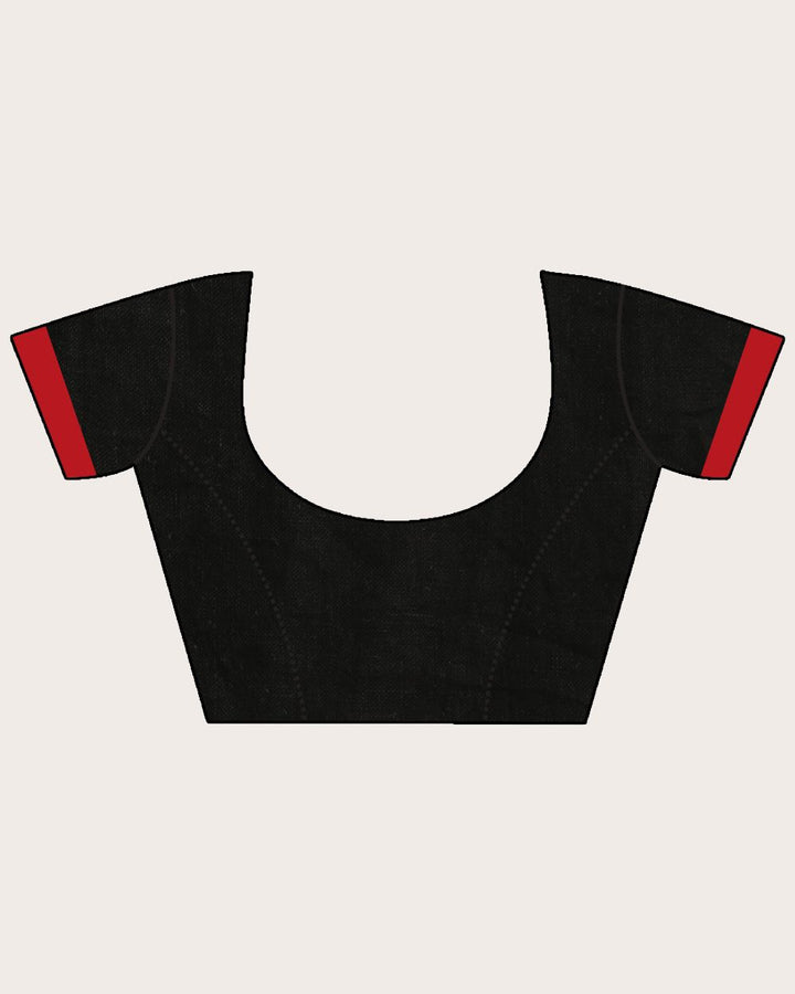 Black handwoven linen jamdani saree