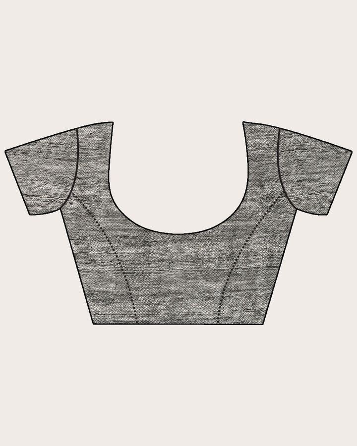 Grey handwoven linen jamdani saree