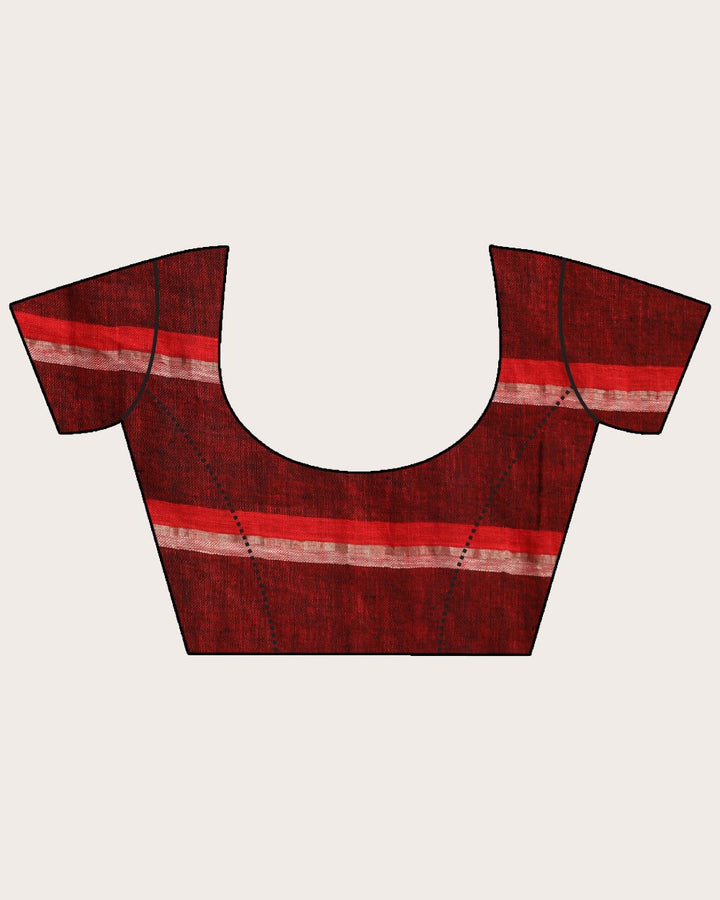 Black checks handwoven linen saree