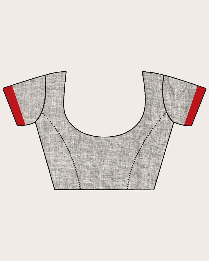 White handwoven linen jamdani saree