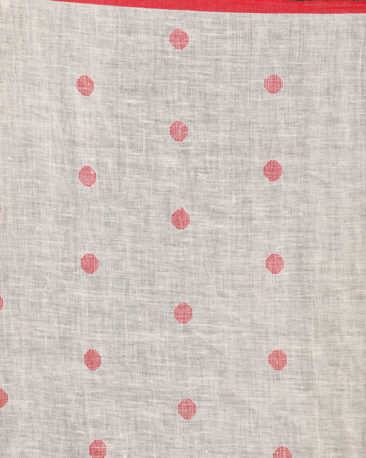 White handwoven linen jamdani saree