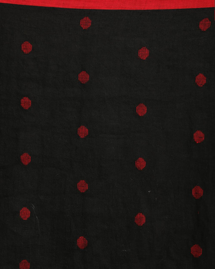 Black handloom linen jamdani saree