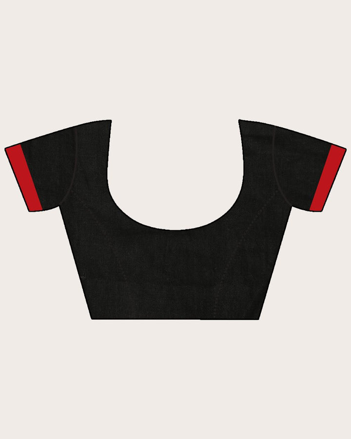 Black handloom linen jamdani saree