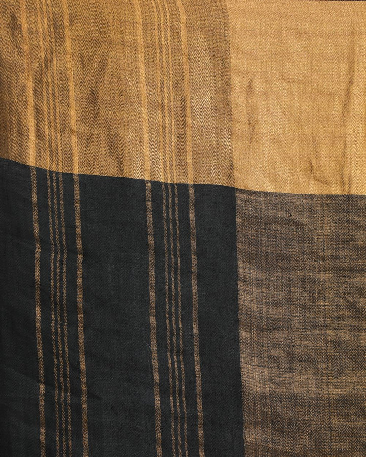 Charcoal with blue tone handwoven linen saree