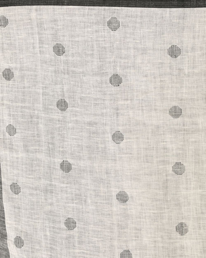 White handloom linen jamdani saree