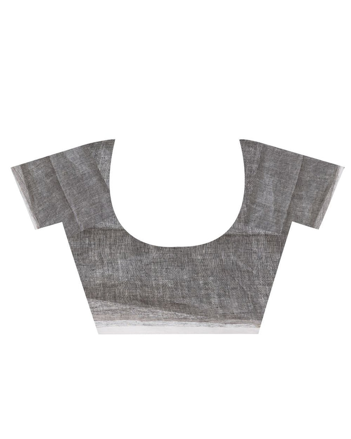 Black white handwoven linen jamdani saree