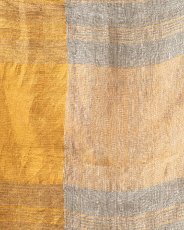 Light sage green handwoven textured linen bengal saree