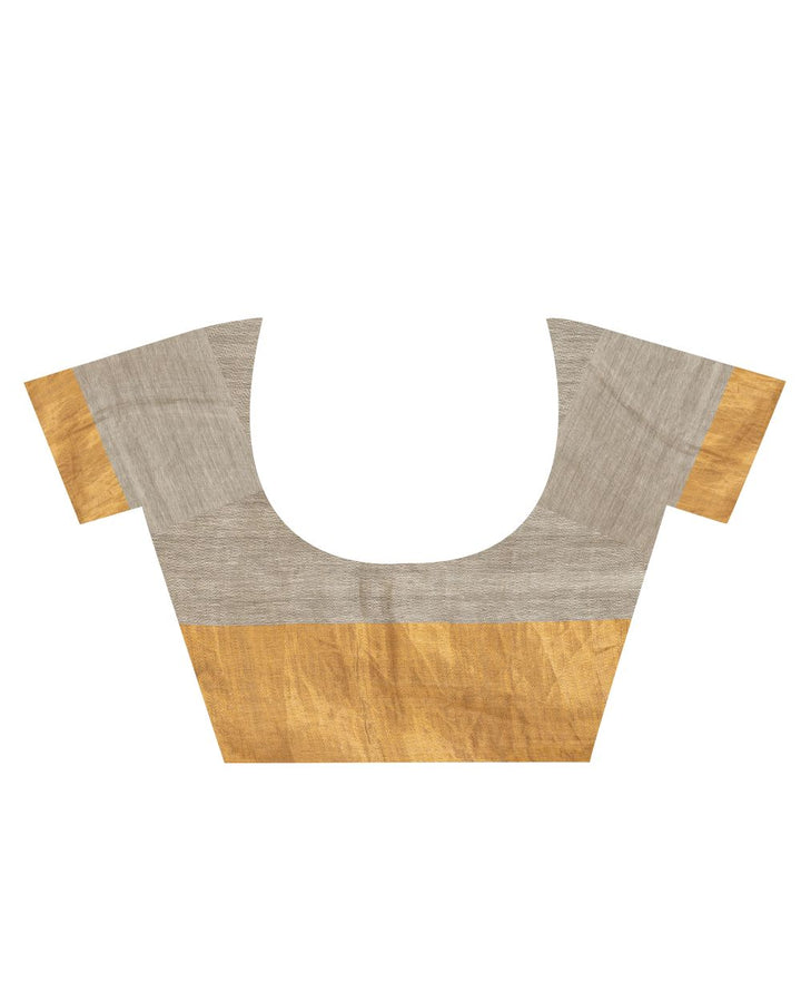 Light sage green handwoven textured linen bengal saree