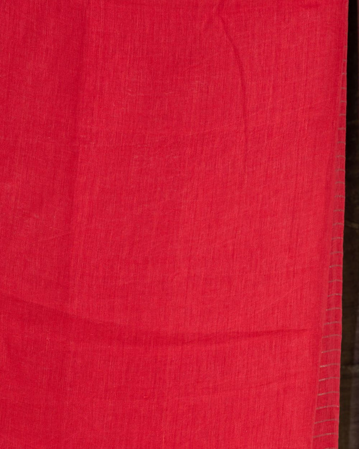 Light pink handwoven linen bengal saree