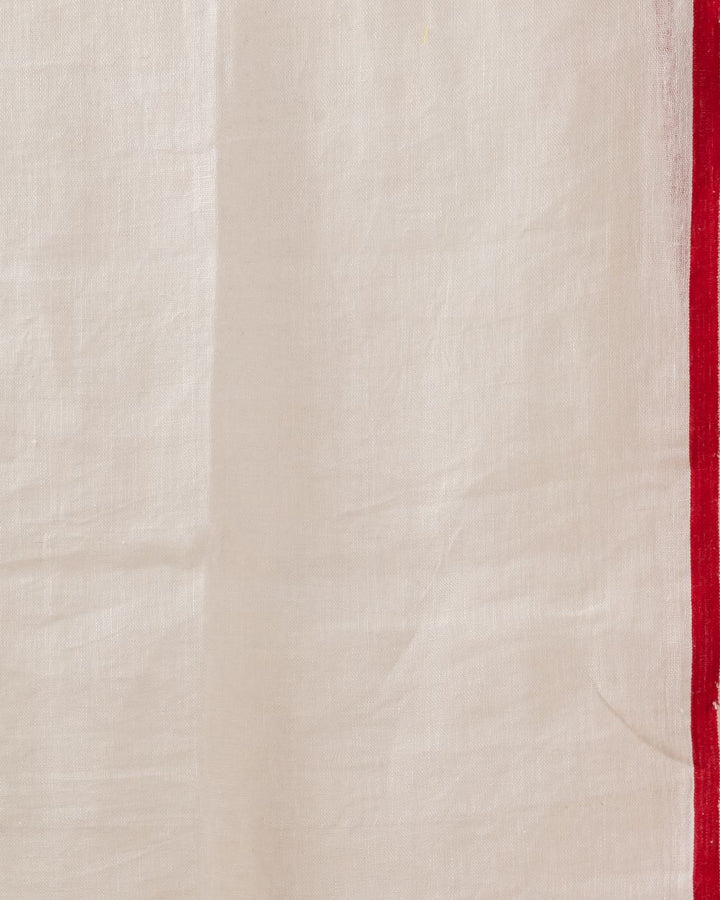 White red handloom linen jamdani saree