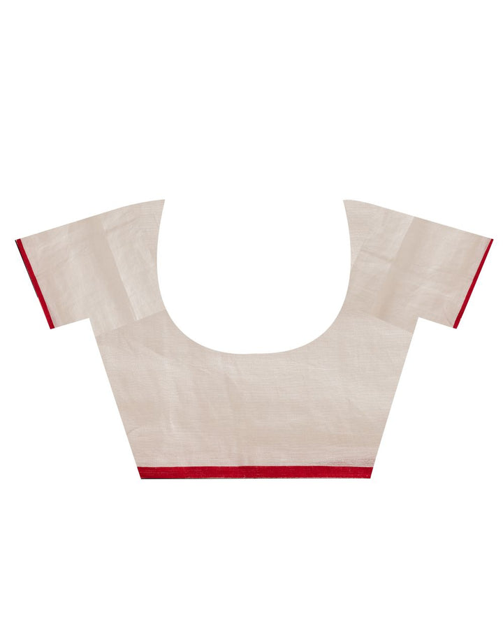 White red handloom linen jamdani saree