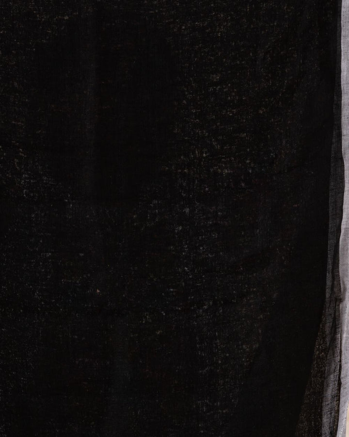 Black white handloom linen jamdani saree