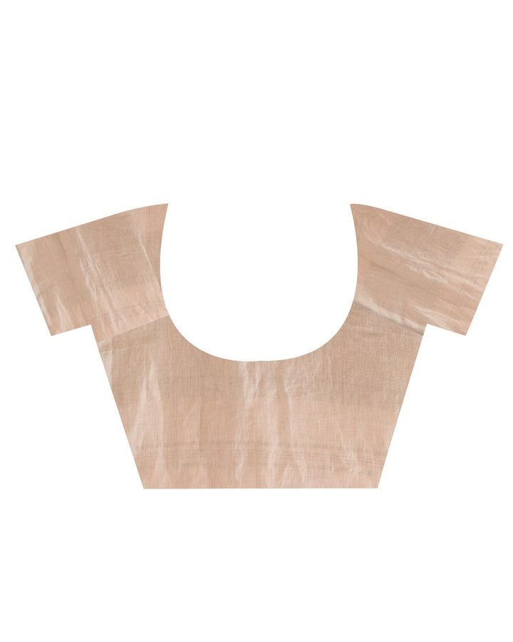 Faded pink handwoven linen bengal saree