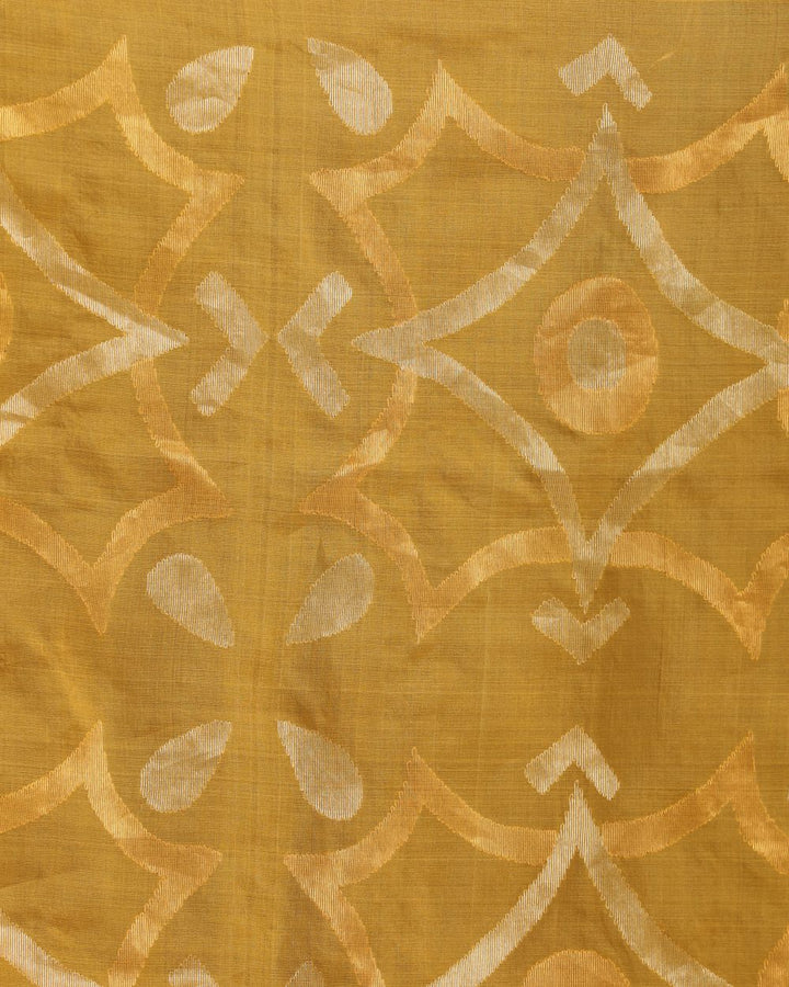 Yellow handwoven resham and matka silk jamdani saree
