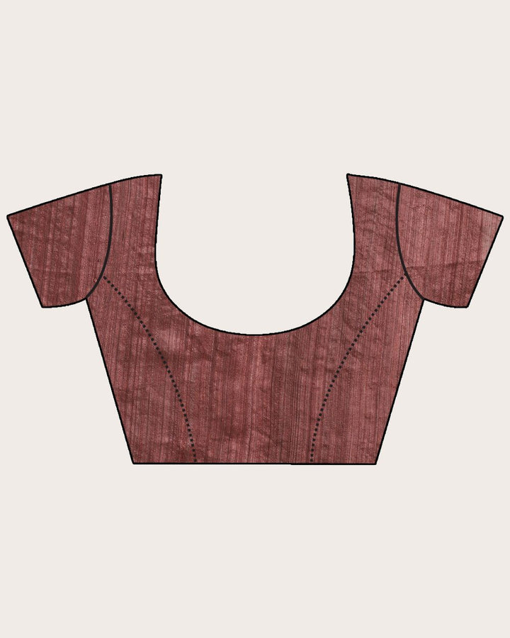 Copper rose handwoven resham and matka silk jamdani saree