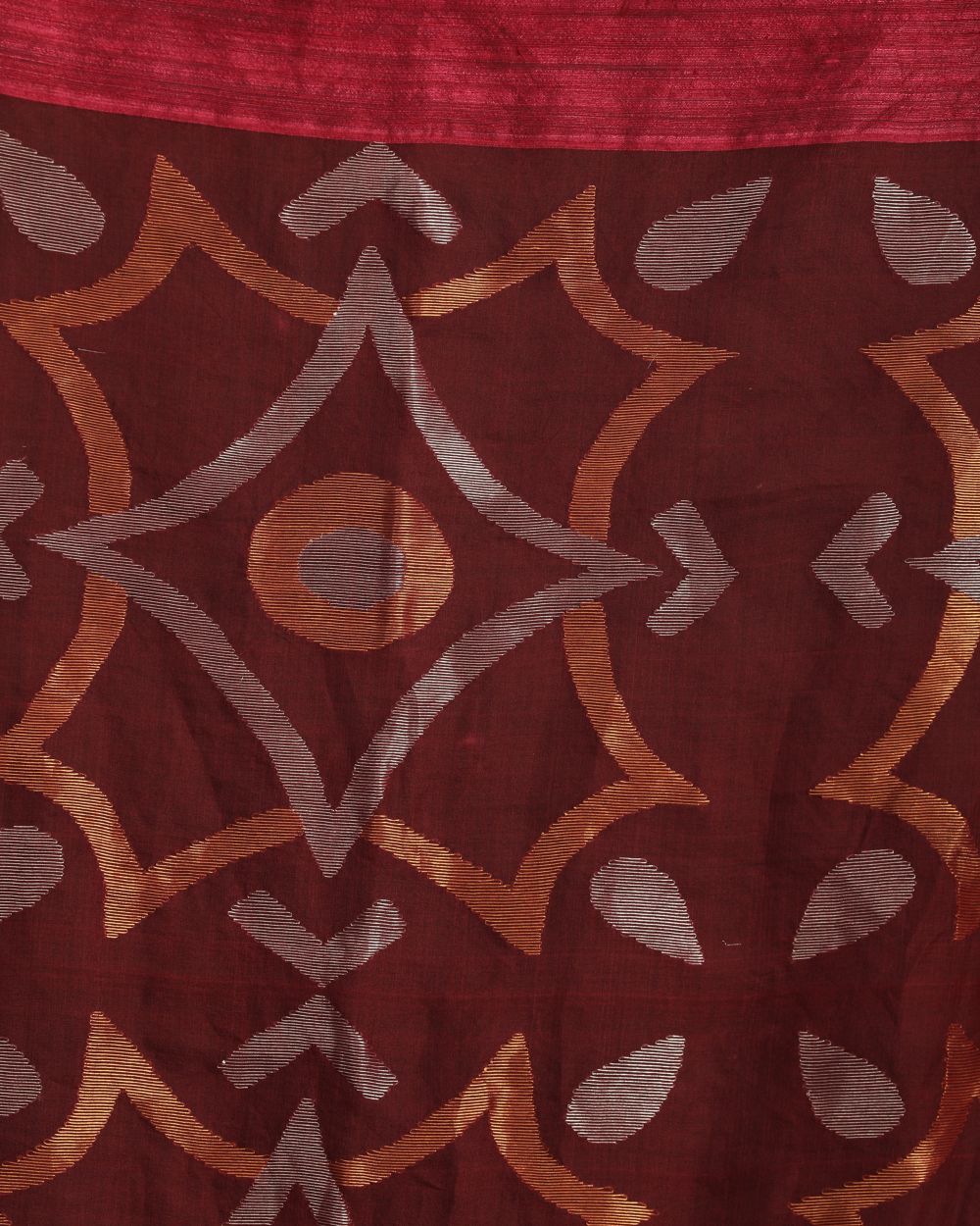 Dark fuchsia handwoven resham and matka silk jamdani saree