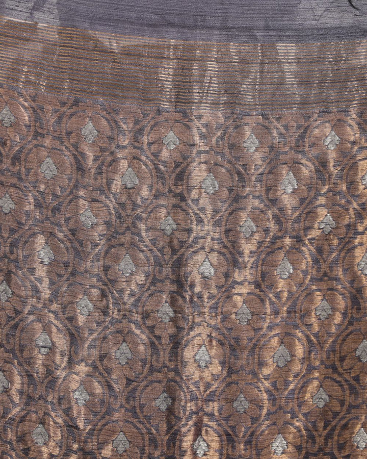 Grey blue handwoven resham and matka silk saree