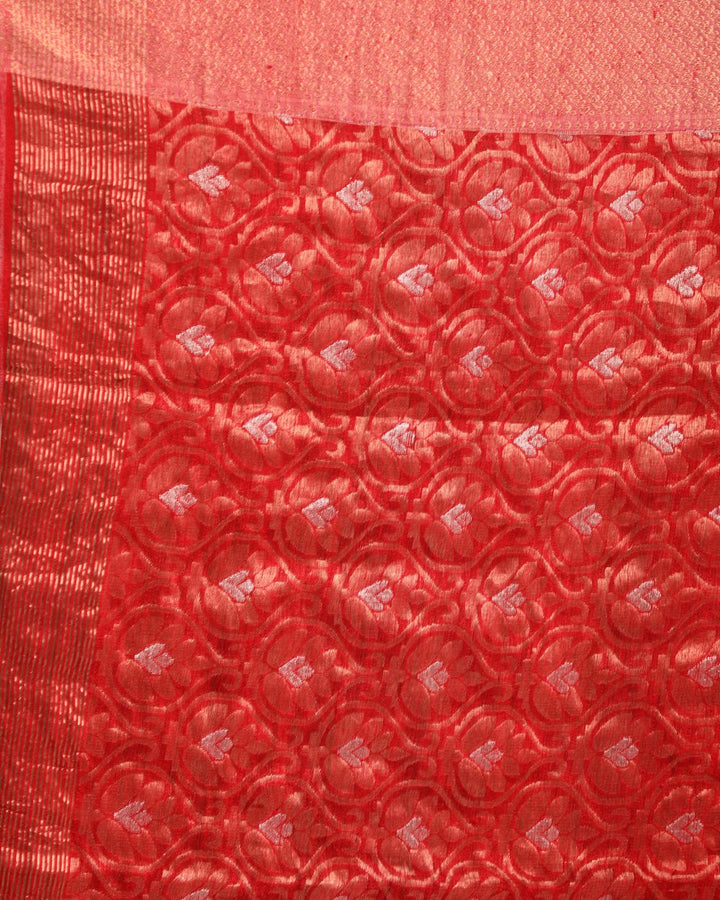Red handwoven resham and matka silk saree