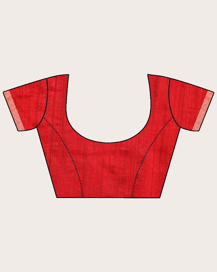 Red handwoven resham and matka silk saree