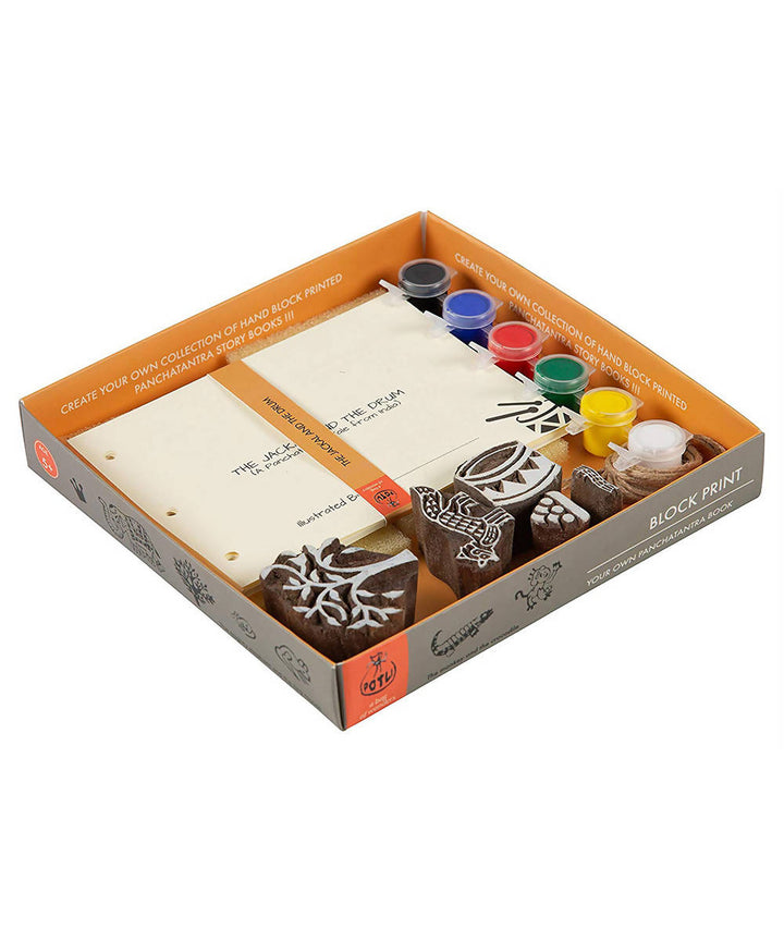 Wood Block Print DIY Craft Kit Panchatantra Story(Jackal and The Drum)