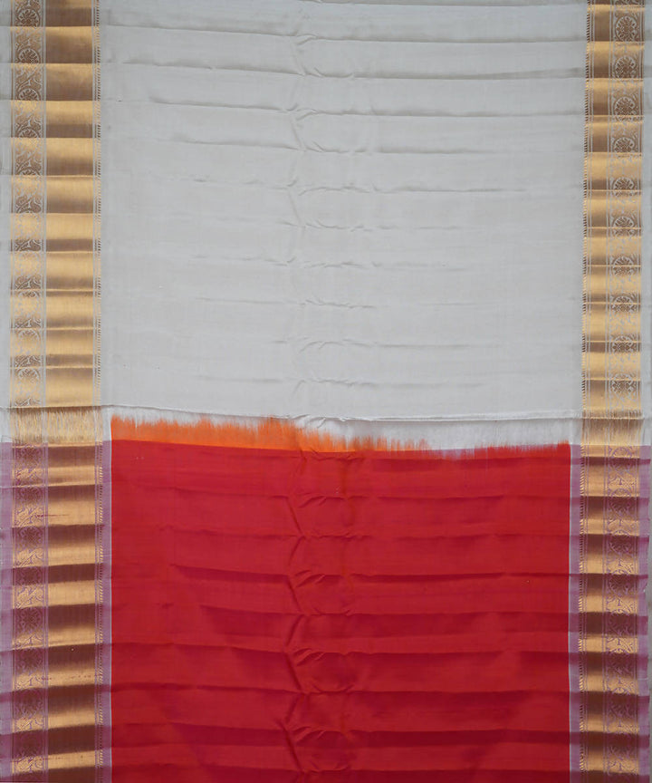 Red white handwoven silk gadwal saree