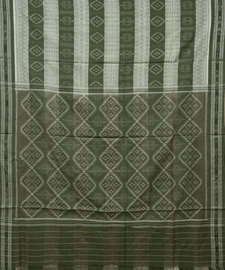 Artichoke camouflage green cotton handloom ikat nuapatna saree