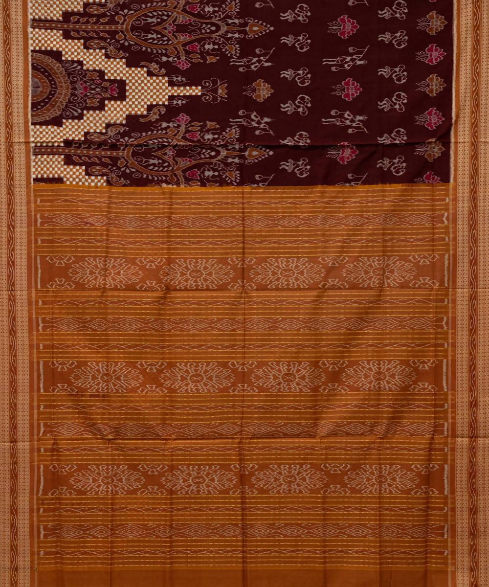 Bulgarian rose Burnt orange handloom cotton sambalpuri saree