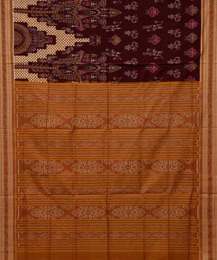 Bulgarian rose Burnt orange handloom cotton sambalpuri saree