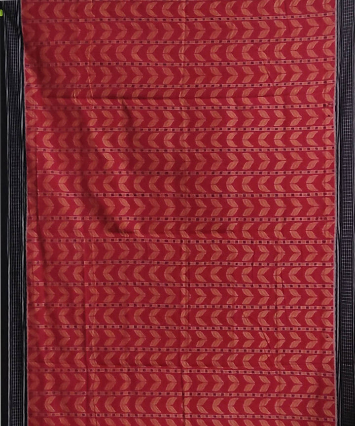 Red and black cotton handwoven sambalpuri saree