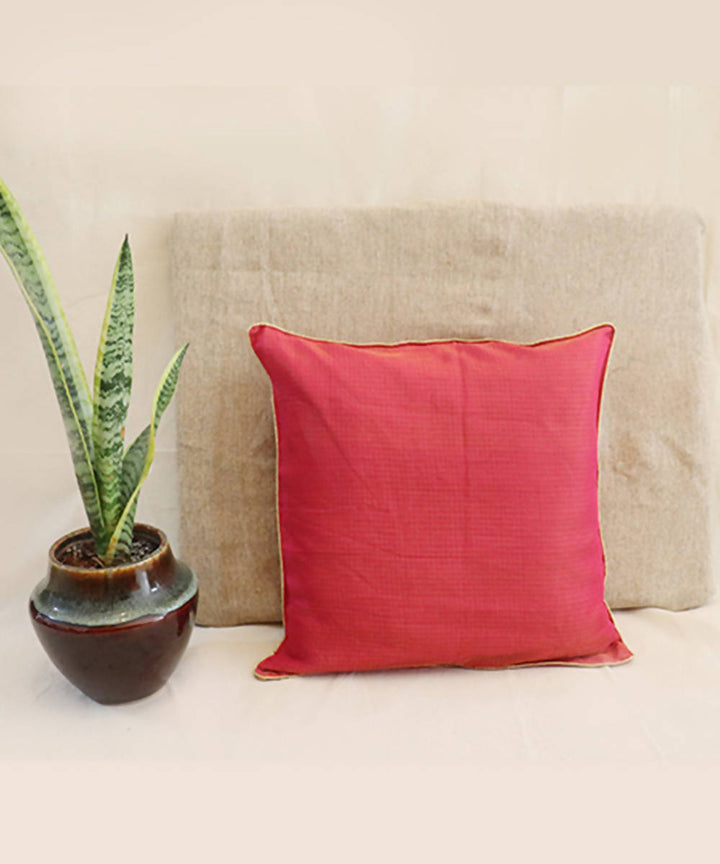 Handmade solid pink kota festive cushion cover