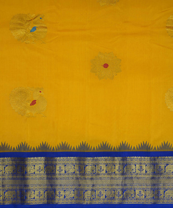 Yellow handwoven silk gadwal saree